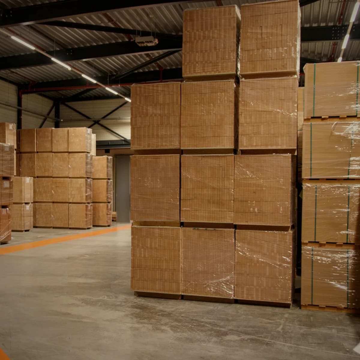 Pallet of Handled bourbon cases wrapped for shipping